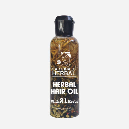 Earthhaloherbal Herbal Hair Oil with 21 Herbs – Strengthen, Nourish & Revive Naturally